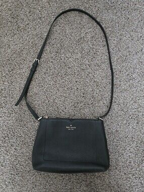 Kate Spade Harlow Crossbody Bag Black Leather with Gold Accents